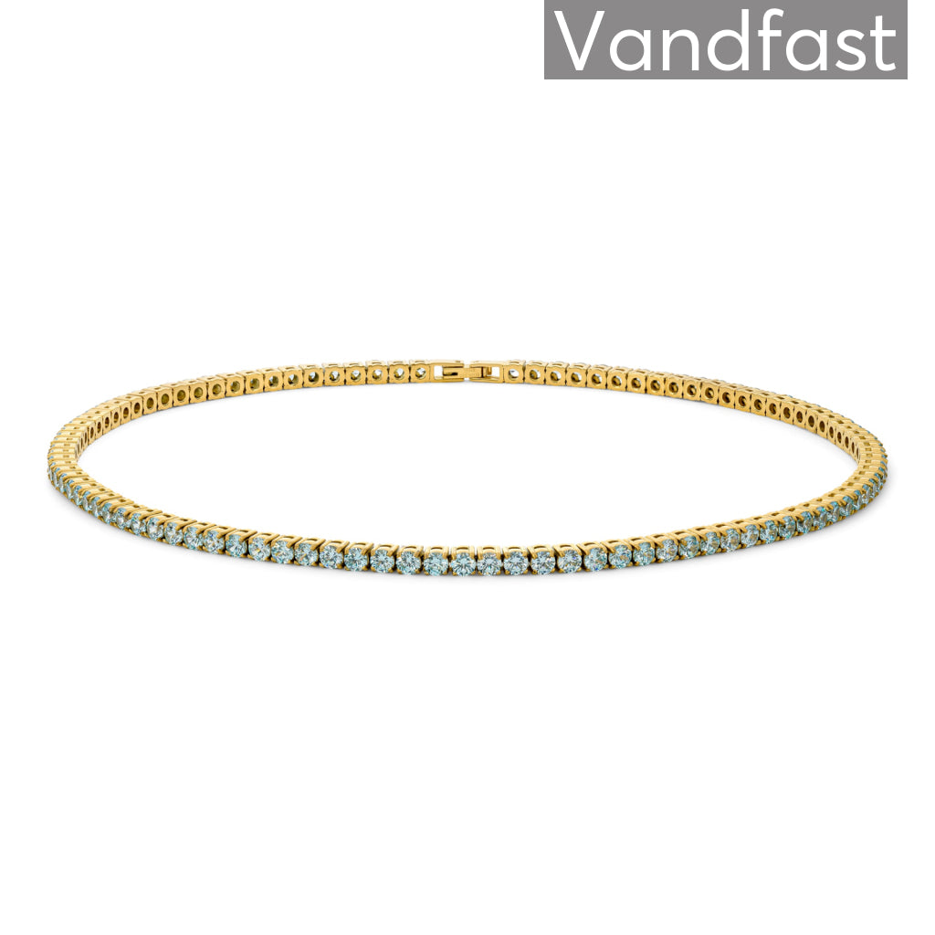 Annebrauner Tennis Aquamarine Halskæde 18k Guldbelagt