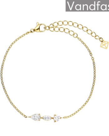 Annebrauner Triple Zirconia Armbånd 18k Guldbelagt