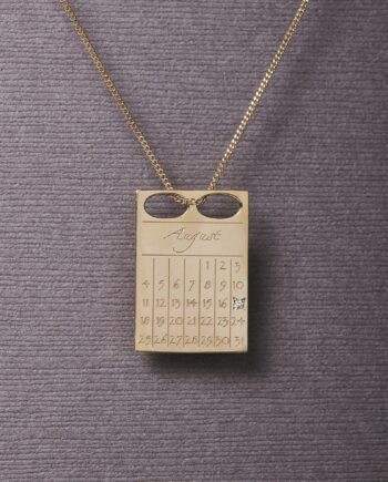 Dateplate Vedhæng Og Halskæde 50 Cm 14 Karat Guld Med Diamant