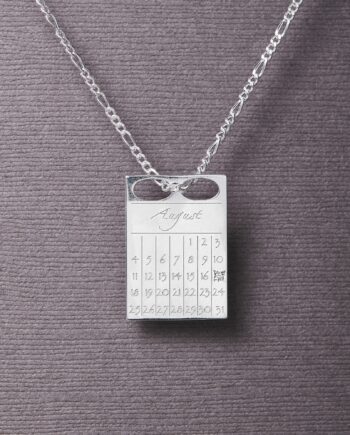 Dateplate Vedhæng Og Halskæde 50 Cm Sterling Sølv Med Diamant