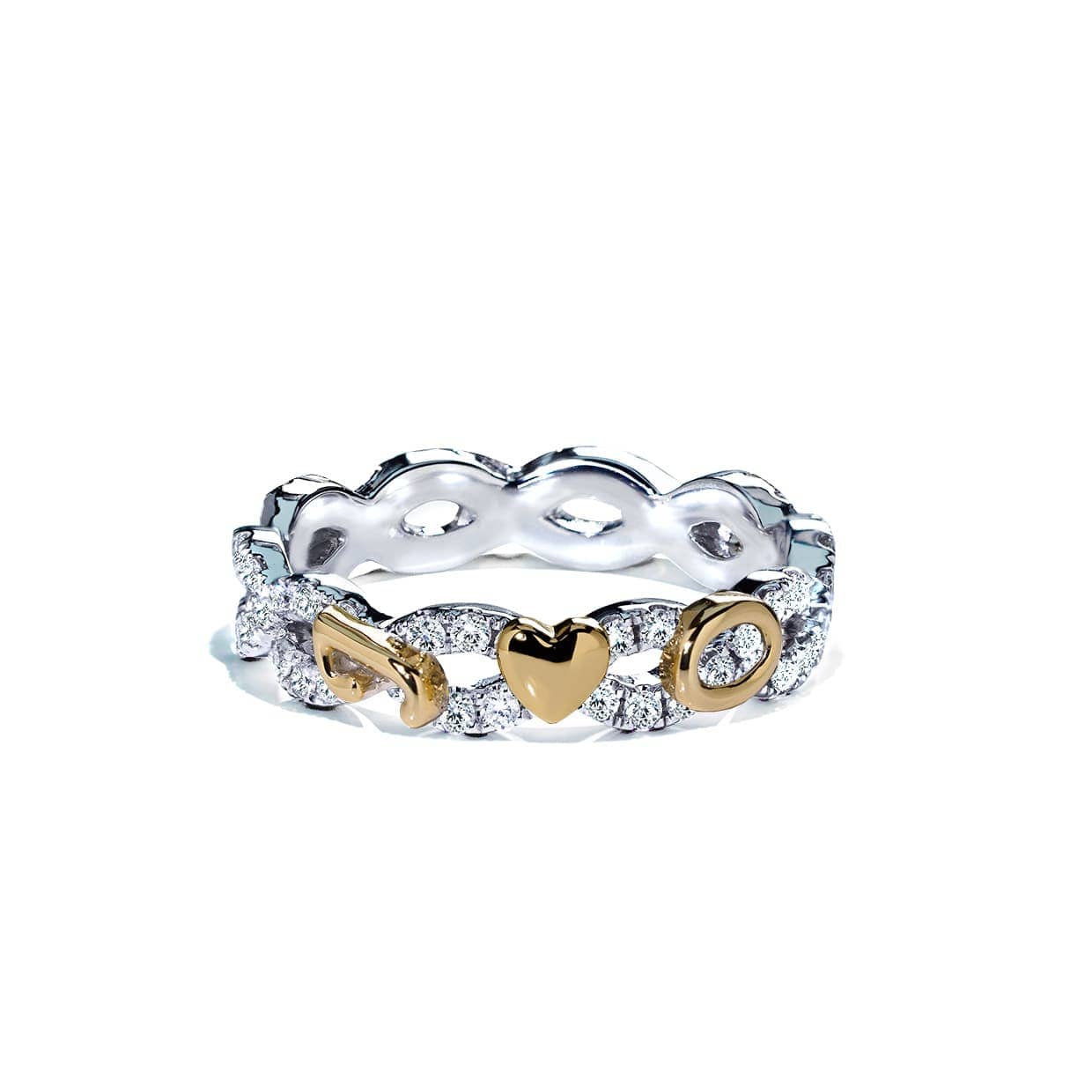 Diamantring Eternity Twist Micropavé Med Initialer Og Diamanter   Hvidguld