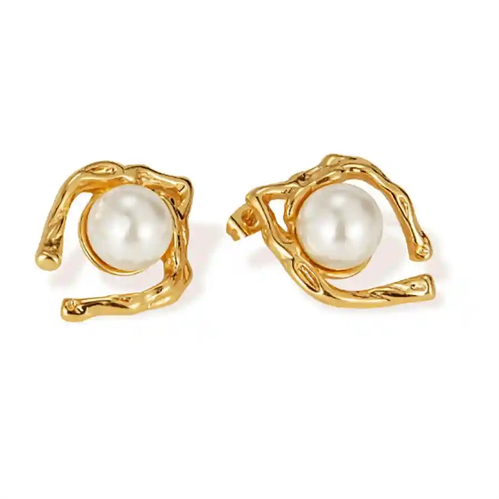 Golden Pearl Twist Forgyldte øreringe ædelstål