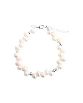 Lunella Pearl Bracelet   Silver