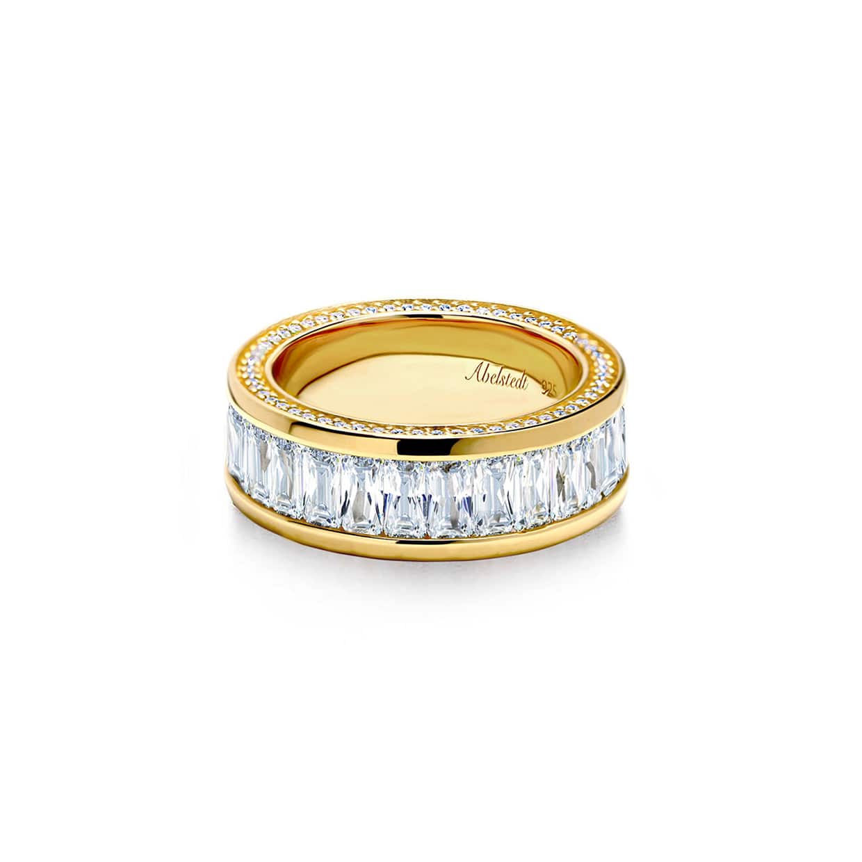 Oxford Emerald Eternity Ring Med Sidesten Forgyldt Sterlingsølv