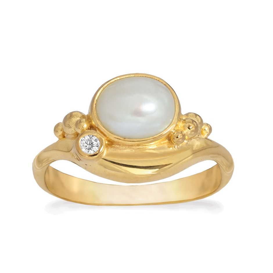Rabinovich Forgyldt Ring Med Hvid Perle Pleasant Pearl Størrelse 51