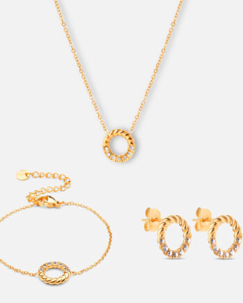 Twisted White Zirkon Sæt 18k Guldbelagt