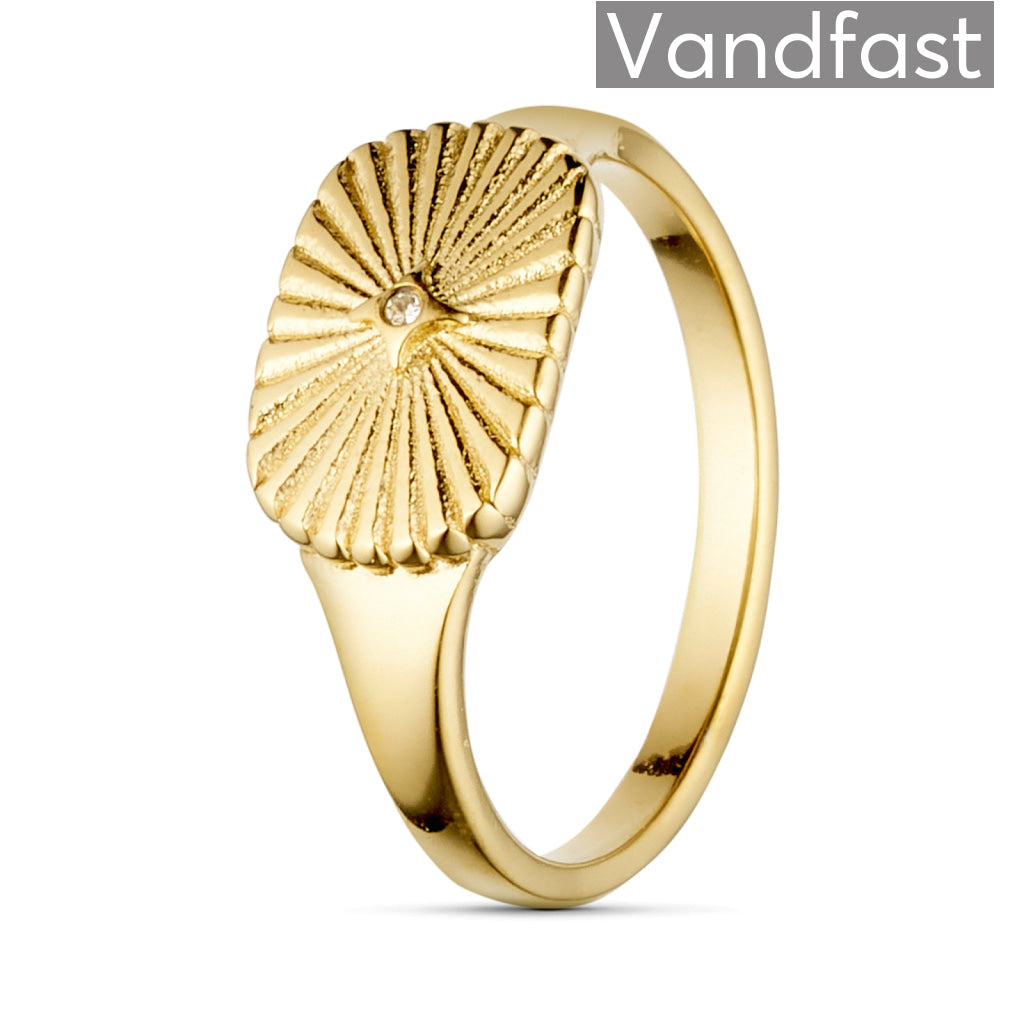 Annebrauner Sun Burst Zirconia Ring 18k Guldbelagt 52