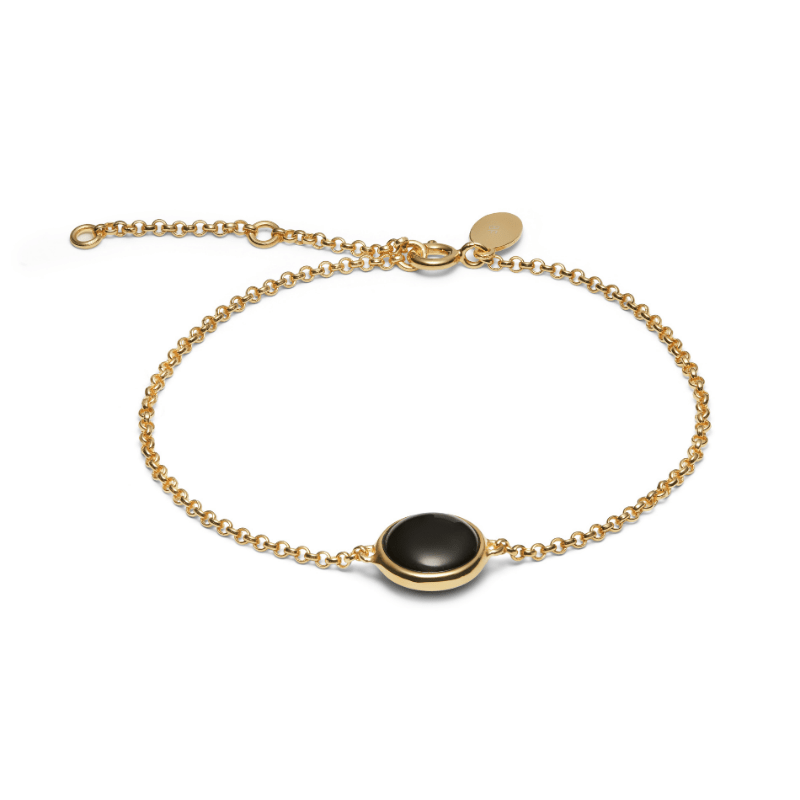 Armbånd   Guldbelagt Sølv Med Sort Onyx