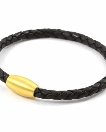 Armbånd   Sort Læder Med Magnet Lås
