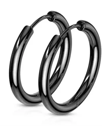 Blackcoatet ørering   ædelstål 18mm