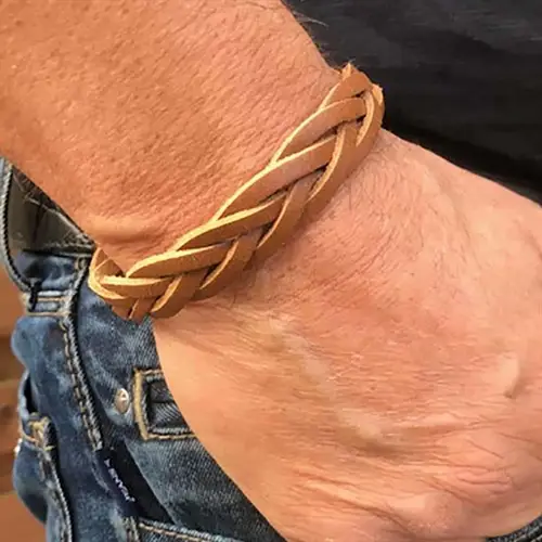 Brun Læderflettet Armbånd