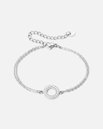 Circle Zirkon Armbånd Sølvfarvet 12mm