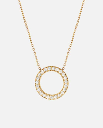 Circle Zirkon Halskæde 18k Guldbelagt 20mm