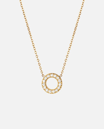 Circle Zirkon Halskæde 18k Guldbelagt 12mm