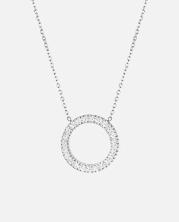 Circle Zirkon Halskæde Sølvfarvet 20mm
