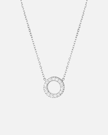 Circle Zirkon Halskæde Sølvfarvet 12mm