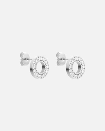 Circle Zirkon øreringe Sølvfarvet 10mm