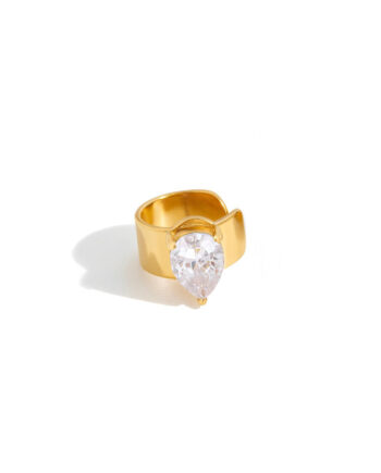 Cuff   ørering  Crystalcurvecuff Onesize Regulerbar Størrelse 18 Karat Forgyldning