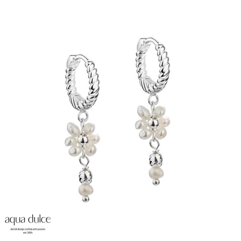 Daisy Pearl Hoops 12 Mm    Silver