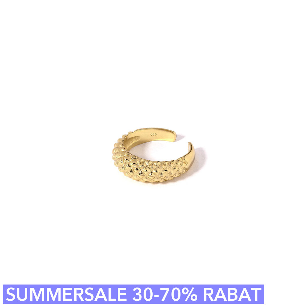 Fingerring Cuff Weaved Onesize Regulerbar Størrelse 18 Karat Forgyldt Sterling Sølv