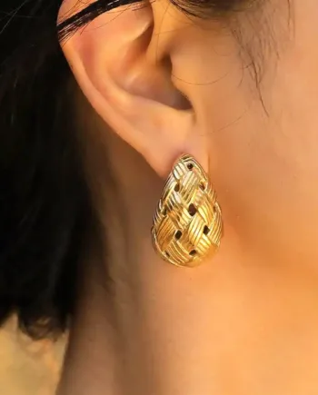Flettet Dråbeørering   Forgyldt ædelstål   Elegant Retro Look