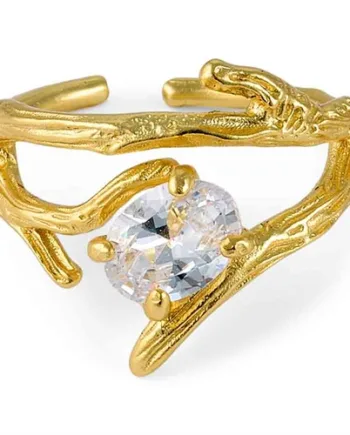 Forgyldt 14k Sterling Sølv Ring Med Cz Sten