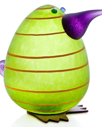 Glas Skulptur Kiwi Fugl Egg   Limegrøn  Højde 18 Cm  Glaskunst   Særklasse Fra Borowski