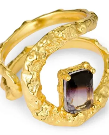 Golden Leda Ring Med Cz Sten   Sterling