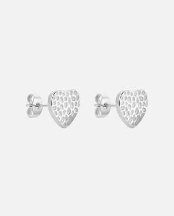 Hammered Heart Studs øreringe Sølvfarvet