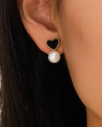 Heart And Pearl   ædelstål ørering