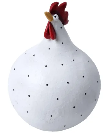 Høne   Hvid Med Sorte Prikker Fin Til Hverdag Eller Påske Størrelse Mellem     Cm