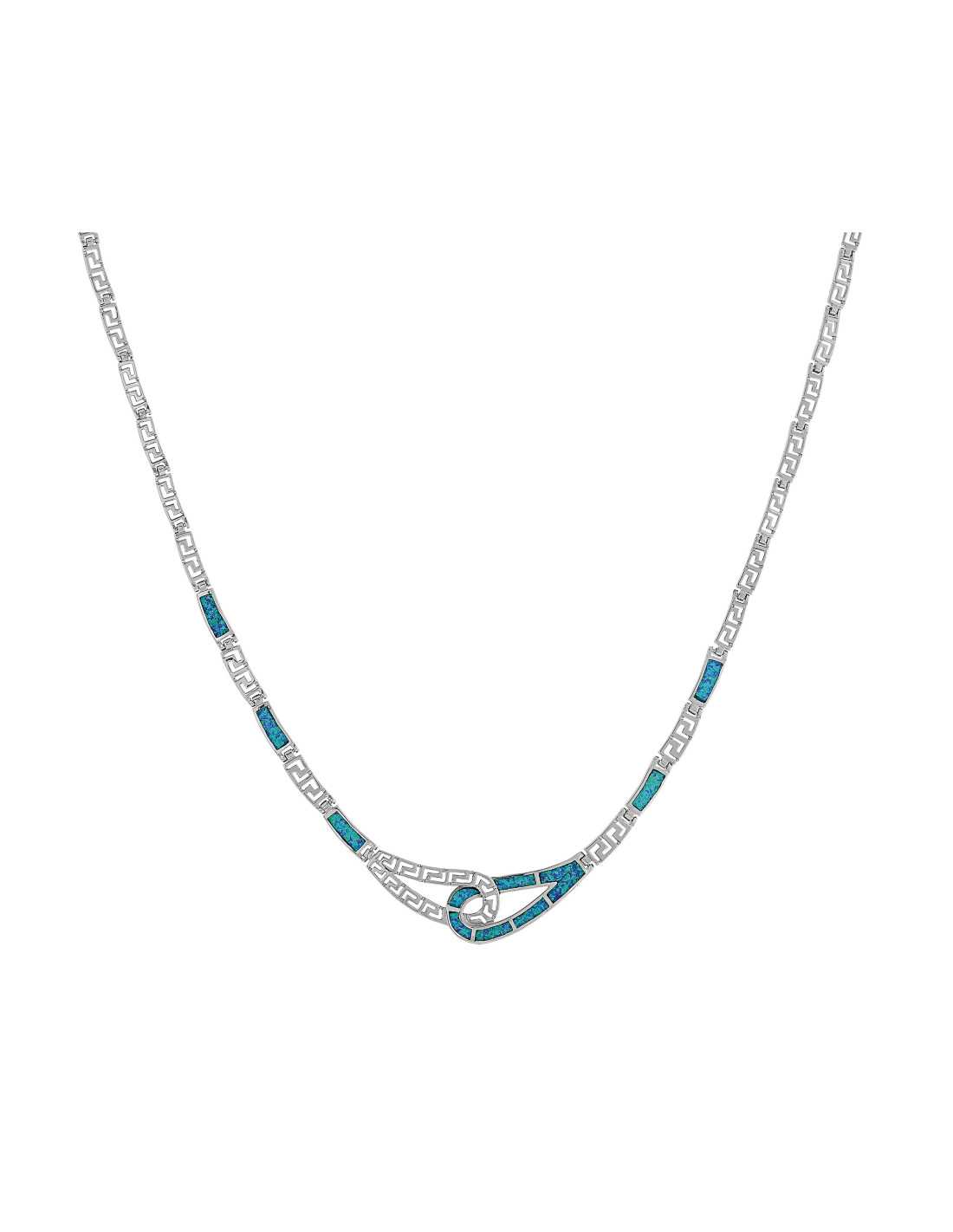 Iris Opal Halskæde Med Blå Opal Sten  925 Sterling Sølv   Rhodium Belægning