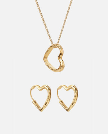Lava Heart Halskæde   Lava Heart Hoops øreringe 18k Guldbelagt