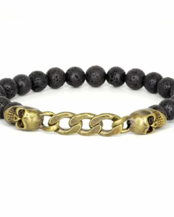 Lava Perlearmbånd Med Skull Bronze
