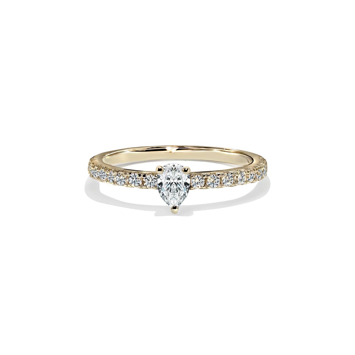 Oxford Pear Cut Solitaire Ring   Guld