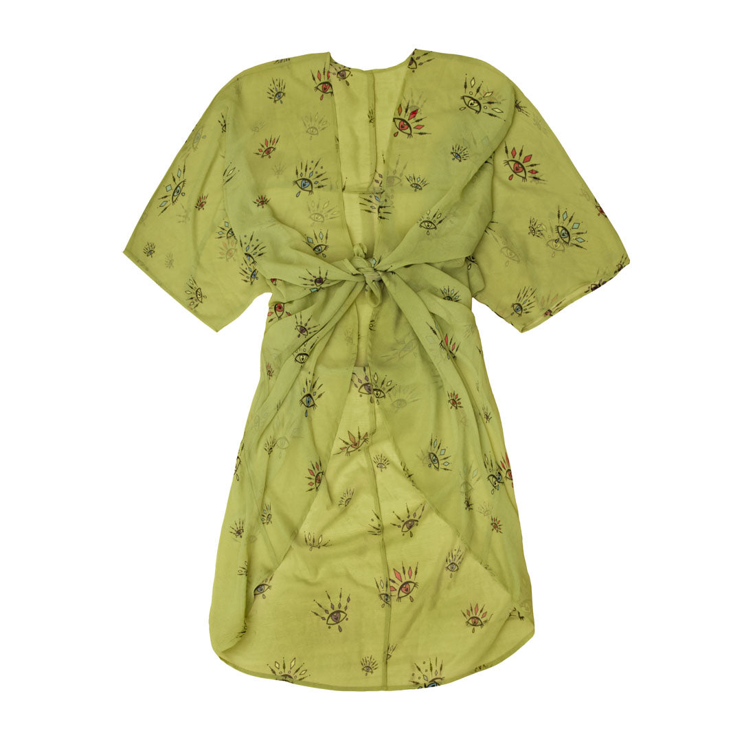 Lys Camo Grøn Kimono Breeze Med øje Mønster Farver One Size
