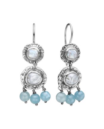Magrethe Silver Aqua ørehængere