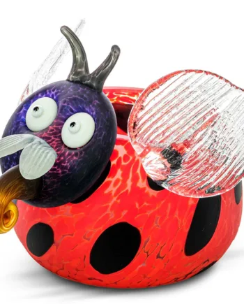 Mariehøne Borowski Kunst   Glas  Unik Mundblæst Glasskulptur Til Fyrfadslys 16x20x19 Cm