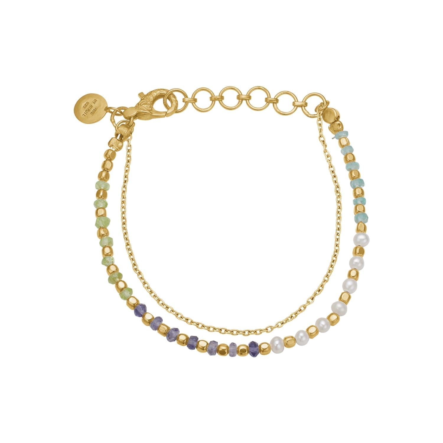 Nanna Gp Blue Green Perle Mix Armbånd