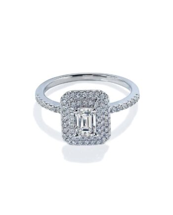Corfu Forlovelsesring Med Hvid Emerald Cut Safir Og Diamanter