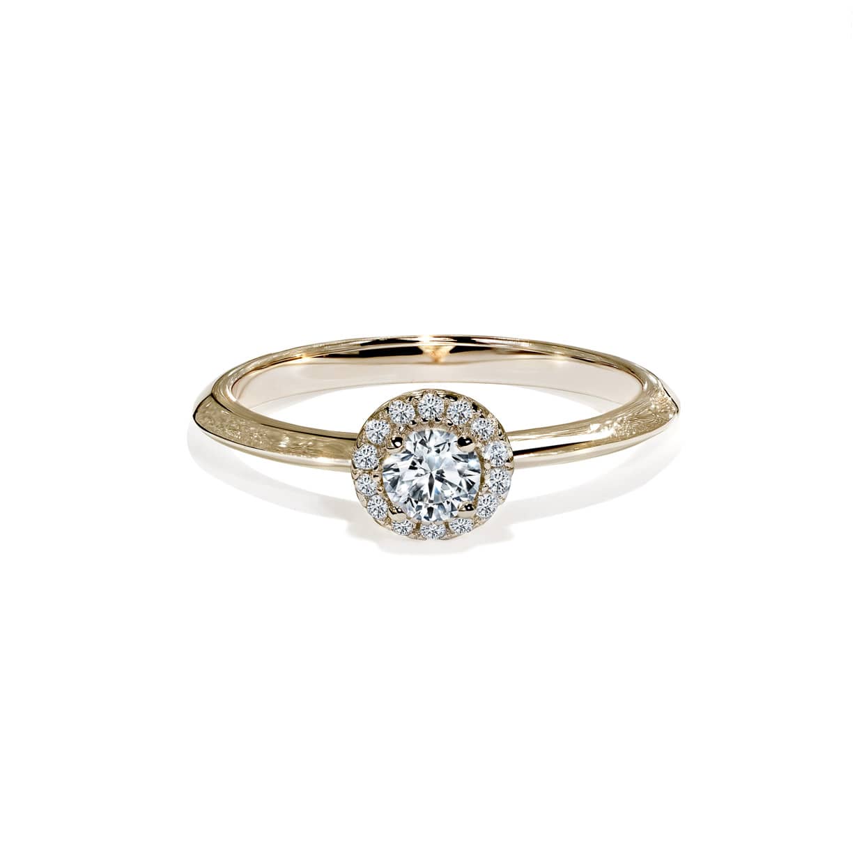 Rund Halo Diamant Forlovelsesring   Guld