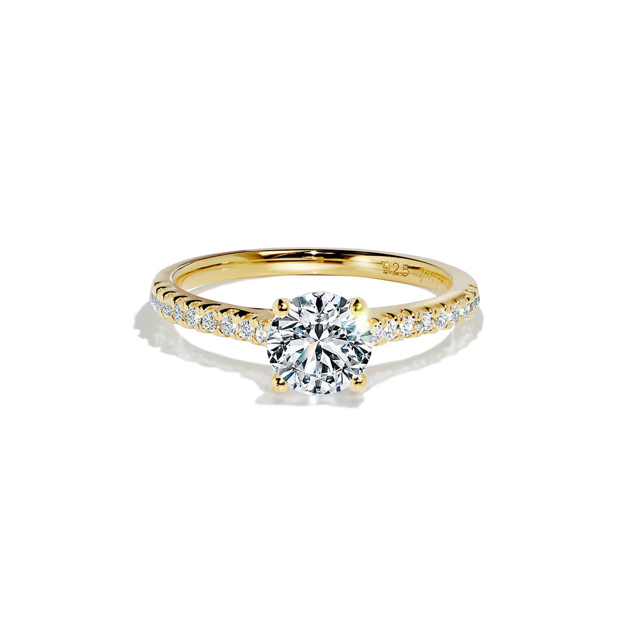 Oxford Solitaire Ring Med Sten   Forgyldt Sterlingsølv