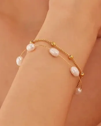 Pearl Grace Armbånd   Forgyldt ædelstål Med Ferskvandsperler