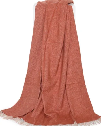 Plaid Mørk Orange Lækker Blød Kvalitet Med Uld Og Alpaca