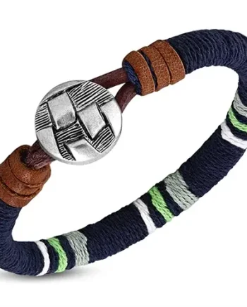 Armbånd  Blå Bomuld Og Læder