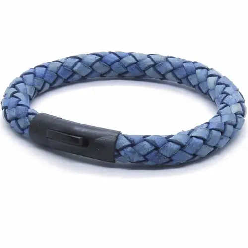 Blue Strato  Læderarmbånd