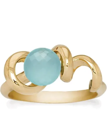 Rabinovich Forgyldt Ring Med Sten  Calcedon Soft Line Størrelse 51