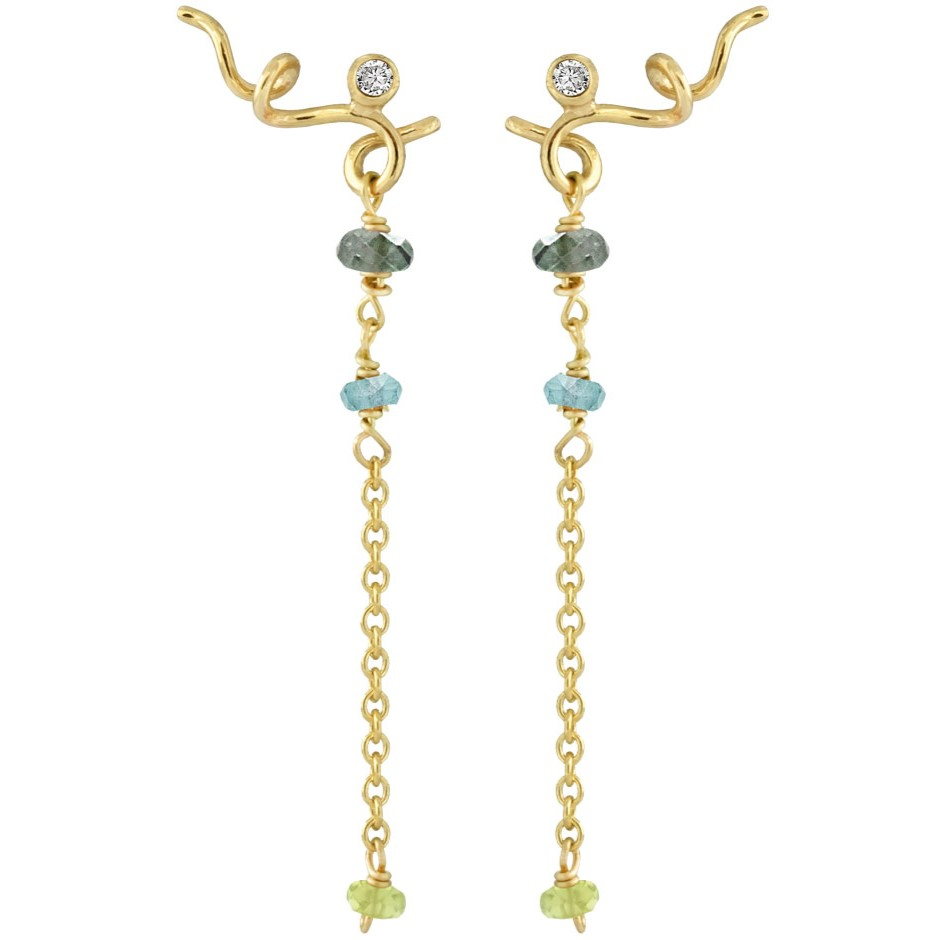 Rabinovich Guld øreringe Smaragd Peridot Diamant Sweet Twist