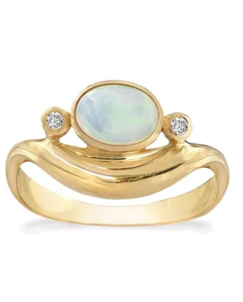 Rabinovich Guldring Opal Diamant Elegant Opal Størrelse 51