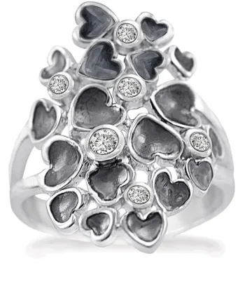 Rabinovich Hjerte Ring Sølv Med Zirkoner Random Hearts Størrelse 51
